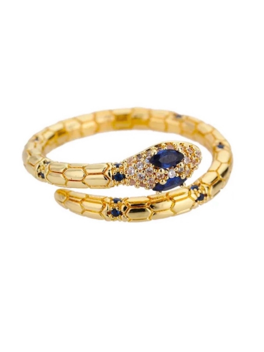 Serpent Snake Wrap Ring with Blue Stones